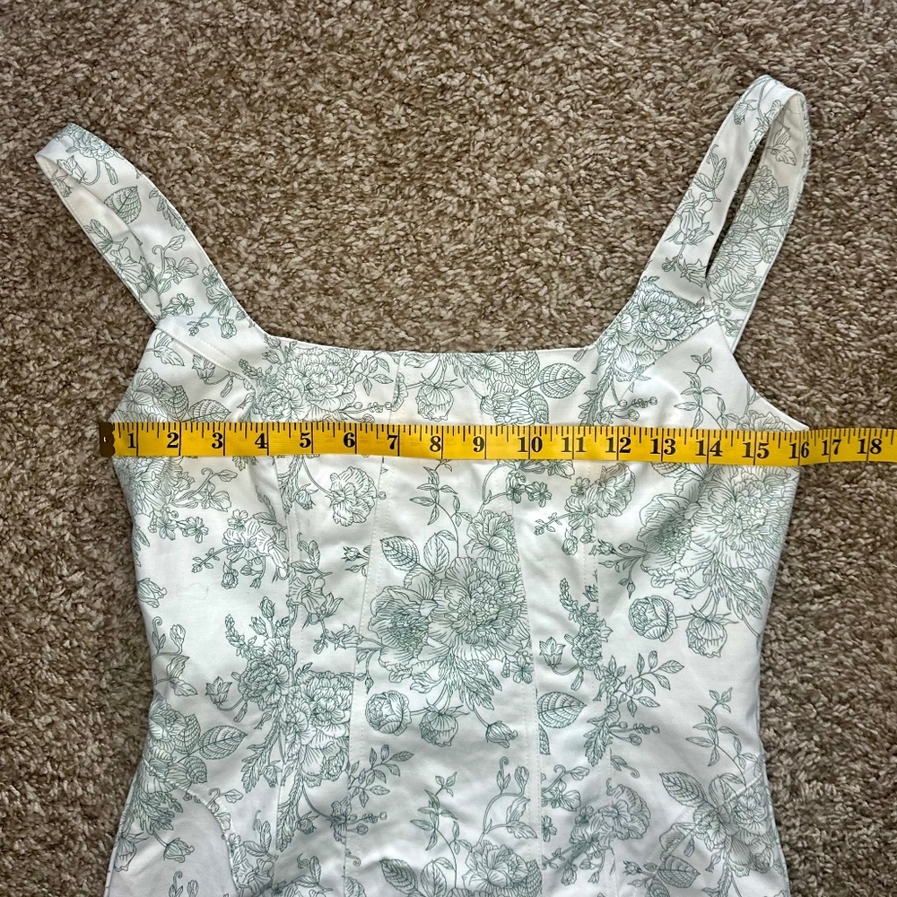 House Of Harlow, 1960 Green and White Floral Mini Dress, Size 8 - Picture 9 of 11